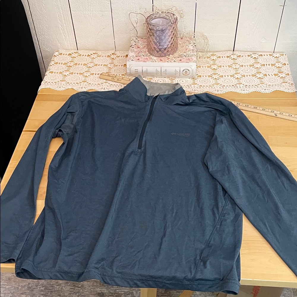 Columbia Teal Long Sleeve Half-Zip Pullover